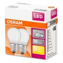 2 x Osram LED Filament Leuchtmittel Tropfen 4W = 40W E27 matt 470lm 827 warmweiß 2700K