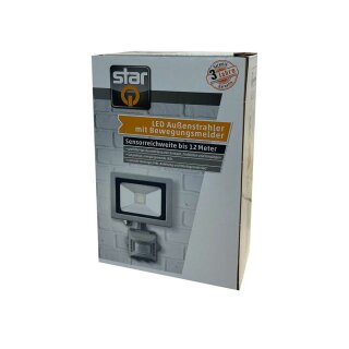 Star LED Fluter Grau IP44 11,5W 600lm Tageslicht 6400K kaltweiß Bewegungsmelder