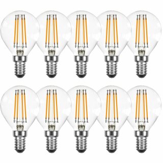 10 x Majestic LED Filament Leuchtmittel P45 Tropfen 5W = 40W E14 klar 470lm 827 warmweiß 2700K DIMMBAR