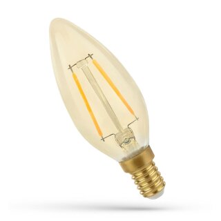 Spectrum LED Filament Leuchtmittel Kerze 4,9W E14 Gold 490lm Retro extra warmweiß 2400K