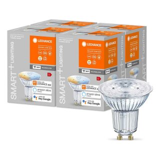 4 x Ledvance LED Smart+ Glas Reflektor PAR16 4,9W = 50W GU10 350lm Tunable White 2700K-6500K 45° Dimmbar App Google Alexa WiFi