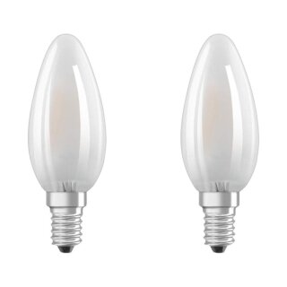 2 x Osram LED Filament Leuchtmittel Kerze Star 4W = 40W E14 matt FS 470lm Warmweiß 2700K