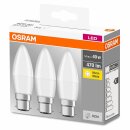 30 x Osram LED Leuchtmittel Base Classic B Kerzen 5,7W = 40W B22d matt 470lm warmweiß 2700K