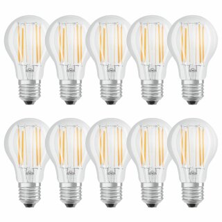 10 x Osram LED Filament Leuchtmittel A60 Birne 9W = 75W E27 klar 1055lm 840 neutralweiß 4000K DIMMBAR