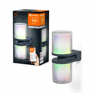 Ledvance LED Smart+ Außenwandleuchte UpDown Flare Dunkelgrau IP44 14W 1350lm RGBW 3000K Dimmbar App Google Alexa WiFi