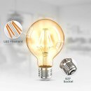 2 x B.K.Licht LED Filament G80 Globe 4W E27 Gold 320lm extra warmweiß 2200K