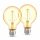 2 x B.K.Licht LED Filament G80 Globe 4W E27 Gold 320lm extra warmweiß 2200K