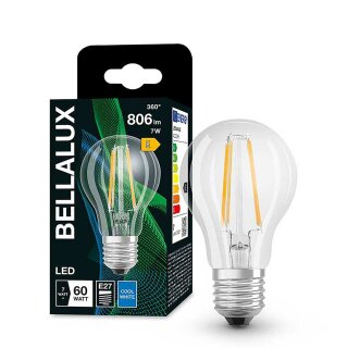 Bellalux LED Filament A60 Birne 6,5W = 60W E27 klar 806lm Neutralweiß 4000K