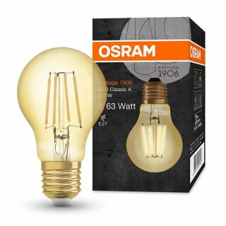 Osram LED Filament Vintage 1906 A60 Birne 7,5W = 63W E27 Gold 865lm extra warmweiß 2400K