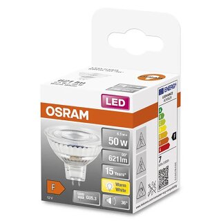 Osram LED MR16 Glas Reflektor 8W = 50W GU5,3 12V 621lm warmweiß 2700K