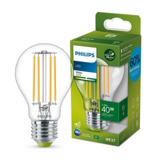 Philips LED Filament A60 Birnenform 2,3W = 40W E27 klar 485lm Neutralweiß 4000K Ultraeffizient