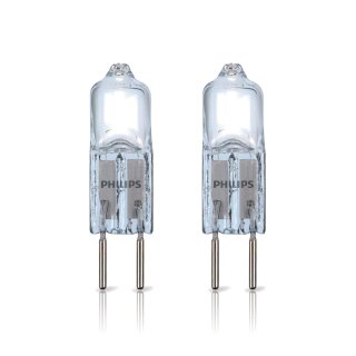 2 x Philips Halogen Leuchtmittel Stiftsockellampe 35W = 50W GY6,35 klar 12V 500lm warmweiß 3100K