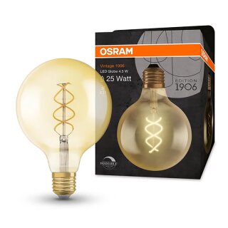 Osram Vintage 1906 LED Spiral Filament G125 Globe 4W = 28W E27 Gold 300lm extra warmweiß 2000K DIMMBAR