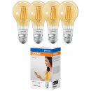 4 x Osram LED Smart+ Filament A60 Birne 5,5W = 45W E27 Gold 600lm extra warmweiß 2500K Dimmbar App Apple Bluetooth