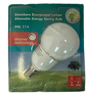 Brelight ESL Energiesparlampe Mini Globe G60 9W = 45W E14 matt 385lm warmweiß 2700K dimmbar