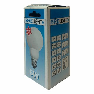 Brelight ESL Energiesparlampe G60 Globe 6W = 30W E27 matt 190lm warmweiß 2700K