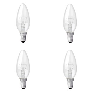 4 x Glühbirnen Kerzen 25W E14 klar 200lm Glühlampen warmweiß 2700K dimmbar