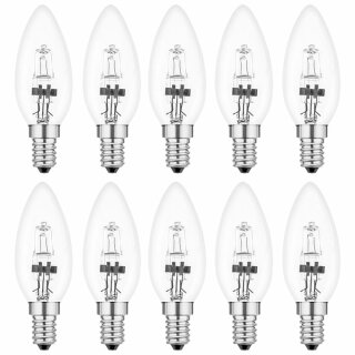 10 x Eco Halogen Kerzen 18W ~ 25W E14 klar warmweiß 2900K dimmbar