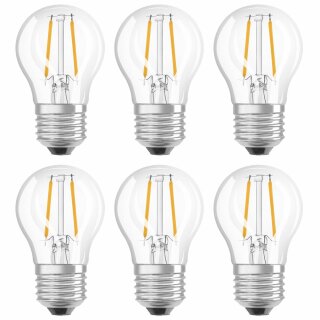 6 x Osram LED Filament Leuchtmittel P45 Tropfen 2,8W = 25W E27 klar 250lm warmweiß 2700K DIMMBAR