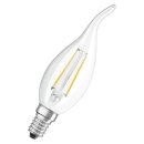 6 x Osram LED Filament Leuchtmittel Windstoßkerze 2,5W = 25W E14 klar 250lm warmweiß 2700K