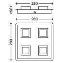 Briloner LED Deckenleuchte Silber quadratisch 28cm 4 x 5W 1600lm warmweiß 3000K