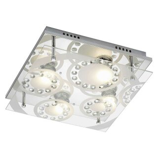 Briloner LED Deckenleuchte Tora Chrom 30x30cm 4 x 3W GU10 1000lm Warmweiß 3000K