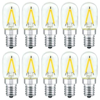 10 x LED Filament Leuchtmittel Röhre T22x55 1,5W E14 klar 180lm warmweiß 2700K