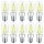 10 x LED Filament Leuchtmittel Röhre T22x55 1,5W E14 klar 180lm warmweiß 2700K