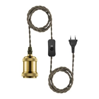 LeuchtenDirekt Pendelleuchte Hold It Gold/Braun max. 40W E27 ohne Leuchtmittel mit Schalter + Stecker