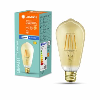 Ledvance LED Smart+ Filament Edison ST64 6W = 52W E27 Gold gelüstert 680lm extra warmweiß 2400K Dimmbar App Google Bluetooth