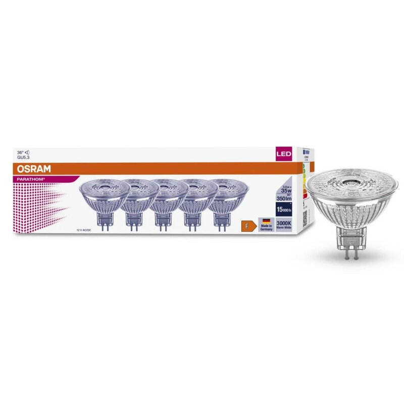 5 X Osram LED Parathom MR16 Glas Reflektor 3 8W 35W GU5 3 12V 350lm