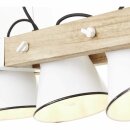 Brilliant Pendelleuchte Plow Weiß/Holz 95cm max. 5 x 10W E27 ohne Leuchtmittel kürzbar