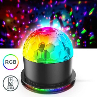 B.K.Licht LED Tischleuchte Discokugel RGB Musiksensor rotierend Farbw