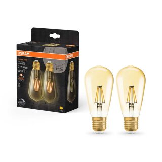 2 x Osram LED Filament ST64 Edison 6,5W = 55W E27 Gold 725lm Extra Warmweiß 2400K DIMMBAR