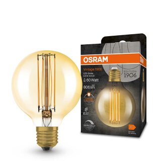 Osram LED Filament G80 Globe 8,8W = 60W E27 Gold 806lm Extra Warmweiß 2200K