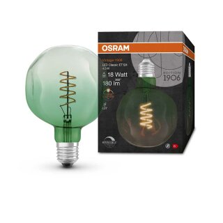 Osram LED Spiral Filament G125 Globe 4,5W = 18W E27 Grün 180lm Extra Warmweiß 1600K DIMMBAR