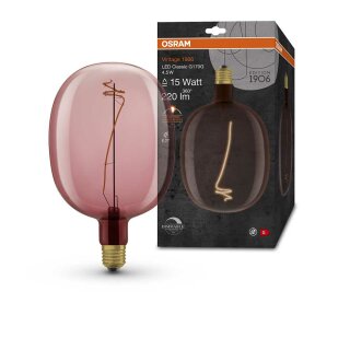 Osram LED Filament Ballon-Form 4,5W = 15W E27 Pink 220lm Extra Warmweiß 1600K DIMMBAR