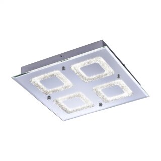 LeuchtenDirekt LED Deckenleuchte Lisa Chrom eckig 36x36cm 24W 1680lm Neutralweiß 4000K