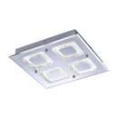 LeuchtenDirekt LED Deckenleuchte Lisa Chrom eckig 36x36cm...