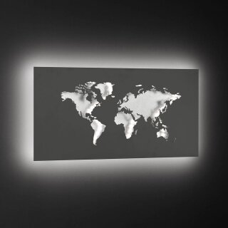 Wofi LED Wandleuchte Linda 60x30cm Grau Weltkarte 26W 1700lm warmweiß 3000K