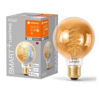 Ledvance Smart+ LED Spiral Filament G80 Globe 8W E27 gold 600lm TW 2200 - 5000K Dimmbar App Google Alexa WiFi