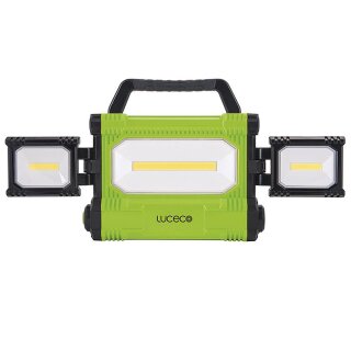 Luceco LED FLuter Schwarz IP54 50W 4000lm Kaltweiß 6500K Tageslichtweiß schwenkbar mit 5200mAH Lithium Ion Akku