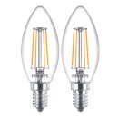 2 x Philips LED Filament Kerzen 4,3W = 40W E14 klar 470lm...