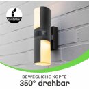 Lutec LED Wandleuchte Cyra Anthrazit IP54 2 x 7,5W 1000lm warmweiß 3000K Bewegungsmelder