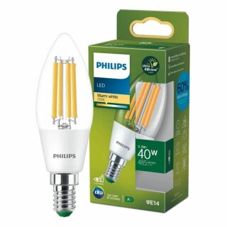 Philips LED Filament Kerze B35 2,3W = 40W E14 klar 485lm warmweiß 2700K ultra effizient