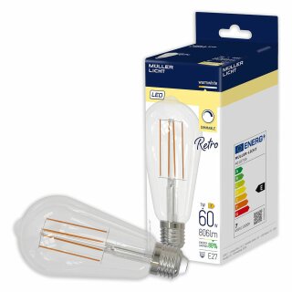 Müller-Licht LED Filament ST64 Edison 7W = 60W E27 klar 806lm warmweiß 2700K DIMMBAR