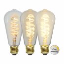 Star Trading LED Spiral Filament ST64 Edison 4W E27 klar 270lm extra warmweiß 2100K 3-Stufen-Dimmbar