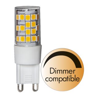 Star Trading LED Stiftsockellampe 3,6W = 35W G9 klar 400lm warmweiß 2700K DIMMBAR