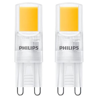 2 x Philips LED COB Stiftsockellampe 2W = 25W G9 klar 220lm warmweiß 2700K