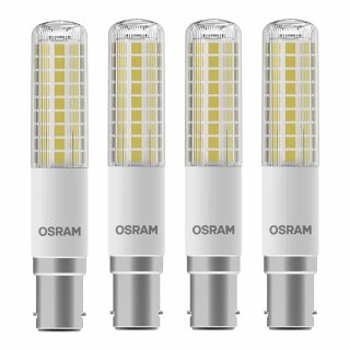 4 x Osram LED Leuchtmittel T26 Röhre Slim 9W = 75W B15d klar 1055lm warmweiß 2700K 320° DIMMBAR
